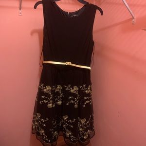 R & K Black and Gold MIDI Dress